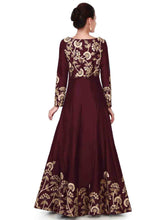 Load image into Gallery viewer, Stunning Tafetta Silk Maroon Semi Stitched Gown Clothsvilla
