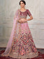Maroon Soft Net Embroidered Semi Stitched Lehenga With Unstitched Blouse Clothsvilla