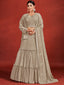 Beautiful Beige Georgette Stitched Lehenga Choli Set Clothsvilla