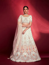 Load image into Gallery viewer, Stunning White Georgette Embroidered Semi Stitched Lehenga Choli Clothsvilla
