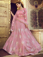 Load image into Gallery viewer, Pink Sequins Semi Stitched Lehenga With Unstitched Blouse Clothsvilla