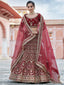 Maroon Elegant Semi Stitched Lehenga With Unstitched Blouse Clothsvilla