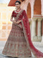 Festive Maroon Semi Stitched Lehenga With Unstitched Blouse Clothsvilla