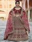 Maroon Soft Net Hand Work And Embroidery Semi Stitched Lehenga With Unstitched Blouse Clothsvilla