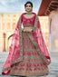 Fancy Pink Semi Stitched Lehenga With Unstitched Blouse Clothsvilla