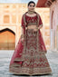 Maroon Elegant Semi Stitched Lehenga With Unstitched Blouse Clothsvilla