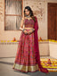Maroon Silk Printed Semi Stitched Lehenga With Unstitched Blouse Clothsvilla
