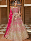 Designer Pink Hand Work And Embroidery Semi Stitched Lehenga With Unstitched Blouse Clothsvilla