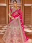 Fancy Pink Semi Stitched Lehenga With Unstitched Blouse Clothsvilla