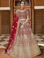 Red Elegant Semi Stitched Lehenga With Unstitched Blouse Clothsvilla