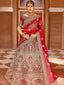 Red Elegant Semi Stitched Lehenga With Unstitched Blouse Clothsvilla