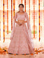 Pink Embroidered Organza Semi Stitched Lehenga With Unstitched Blouse Clothsvilla