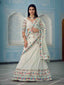 Designer White Semi Stitched Lehenga With Unstitched Blouse Clothsvilla