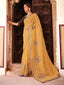 Yellow Organza Embroidered Saree With Unstitched Blouse Clothsvilla