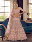 Peach Crepe Semi Stitched Lehenga With Unstitched Blouse Clothsvilla