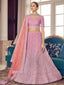 Pink Embroidered Organza Semi Stitched Lehenga With Unstitched Blouse Clothsvilla