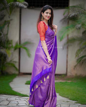 Load image into Gallery viewer, Bewitching Royal Blue Soft Silk Saree with Comely Blouse Piece ClothsVilla