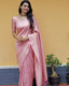Dalliance Baby Pink Soft Silk Saree with Demesne Blouse Piece ClothsVilla