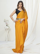 Load image into Gallery viewer, Apricot Orange Ready to Wear One Minute Saree In Satin Silk ClothsVilla