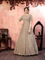 Astonishing Beige Color Georgette Base Fancy Sequins Work Gown ClothsVilla