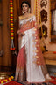 Glittering Peach Organza Silk Saree With Susurrous Blouse Piece Bvipul