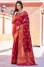 Adorable Maroon Banarasi Silk Saree With Hypnotic Blouse Piece Bvipul