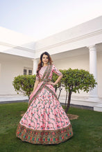 Load image into Gallery viewer, Baby Pink Thread With Sequins Embroidered Silk Semi Stitched Wedding Lehenga ClothsVilla