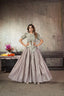 Beige Art Silk Thread With Sequins Embroidered Crop-Top Skirt ClothsVilla.com