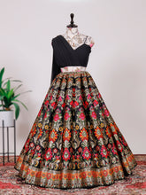 Load image into Gallery viewer, Black Color Weaving Zari Work Banarasi Silk Co-ord Set Lehenga With Georgette Choli Clothsvilla