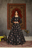 Black Foilage Print Taffeta Silk Party Wear Gown Semi Stitched ClothsVilla