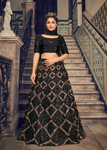 Load image into Gallery viewer, Black Sequins Embroidered Net Party Wear Lehenga Choli ClothsVilla