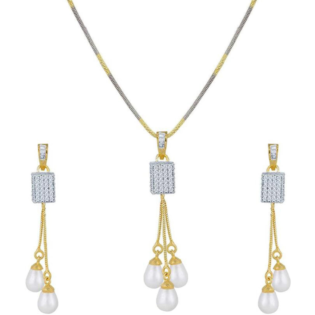 Brass Jewel Set (Gold, White) ClothsVilla
