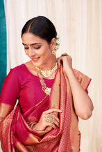 Load image into Gallery viewer, Dark Pink Festive Wear Woven Banarasi Silk Saree ClothsVilla