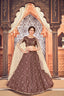 Deep Maroon Metallic Foil Printed Taffeta-Silk Semi Stitched Lehenga ClothsVilla