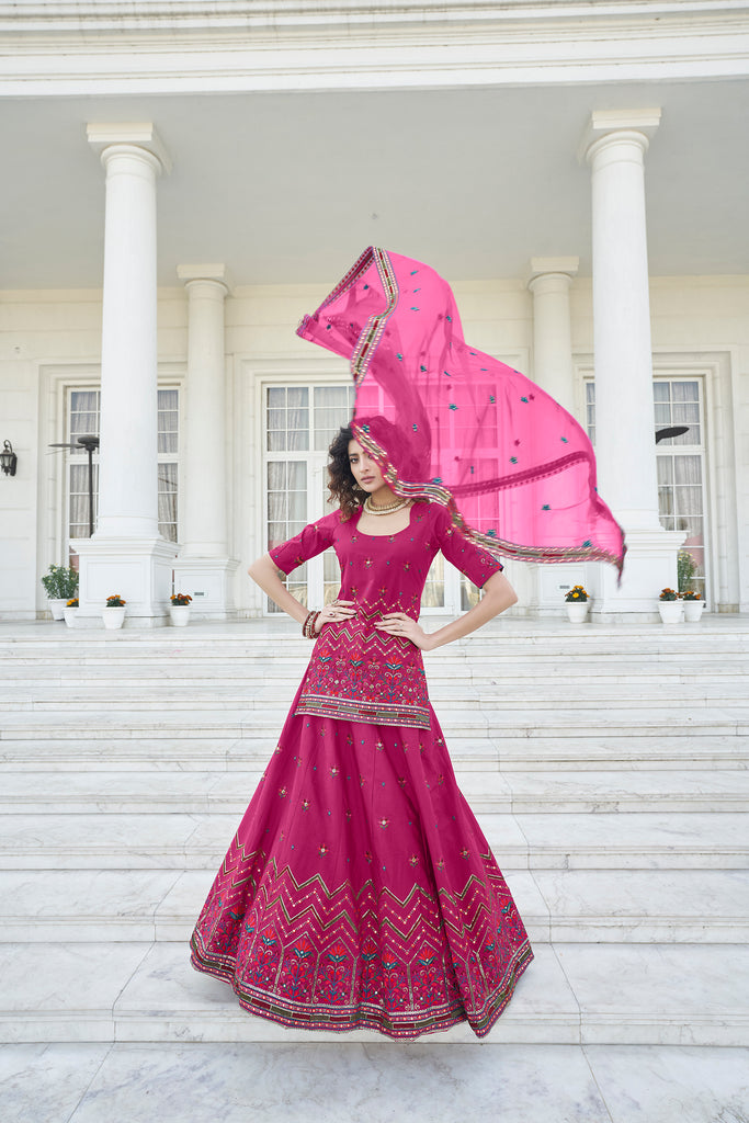 Deep Pink Color Gota Patti Work Designer Lehenga Suit Clothsvilla