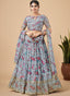 Sky Blue Designer Printed Faux Georgette Sequins Embroidery Work Lehenga Choli Clothsvilla