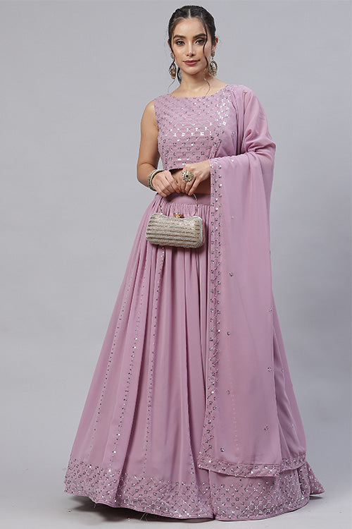 Dusty Pink Vibrant Color Exclusive Designer Lehenga Choli Collection ClothsVilla.com