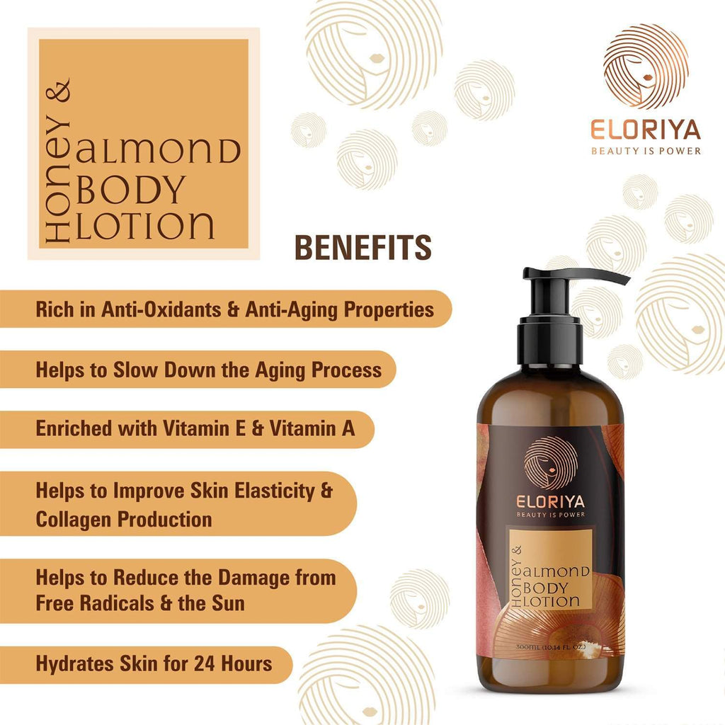 Eloriya Honey and Almond Body Lotion with Deep Moisturizing for Smooth and Pleasant Skin, 300 ml ELORIYA