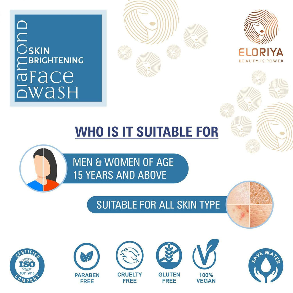 ELORIYA Diamond Foaming Facewash for Toning and Cleaning Skin Deep Cleansing Brightening and Refreshing for Men and Women 125 ml ELORIYA
