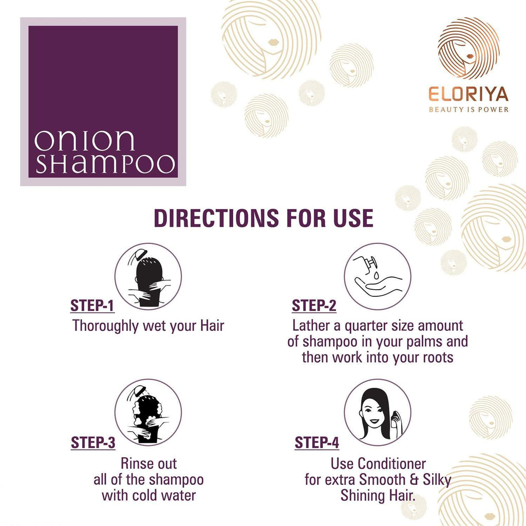 ELORIYA Onion Hair Shampoo for Hair Growth and Hair Fall Control with Onion Oil for Men and Women, 300 ml ELORIYA