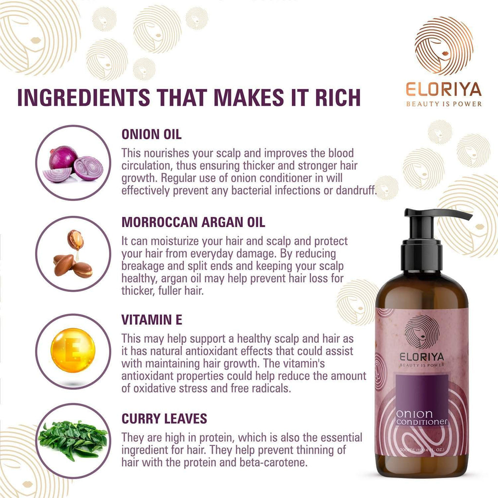 ELORIYA Onion Conditioner for Hair Growth and Hair Fall Control with Onion Oil for Men and Women, 300 ml ELORIYA
