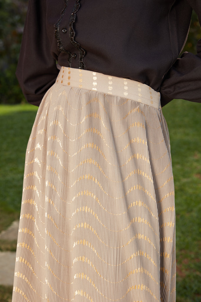 Exclusive Cream Color Fancy Fabric Indo Western Top And Printed Skirt ClothsVilla