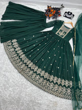 Load image into Gallery viewer, Exclusive Dark Green Color Embroidery Sequence Work Palazzo Suit Clothsvilla
