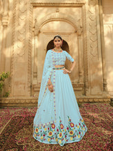 Load image into Gallery viewer, Exclusive Sky-Blue Color Thread Sequence Lehenga Choli Clothsvilla