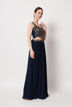 Load image into Gallery viewer, Exclusive Navy Georgette Crush Pattern On Lehenga Choli ClothsVilla.com