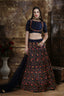 Exotic Navy Blue Colored Party Wear Floral Embroidered Silk Lehenga Choli ClothsVilla