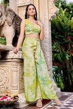 Load image into Gallery viewer, Floracance Green  Silk Print Work Three Piece Co-Ord Set ClothsVilla.com