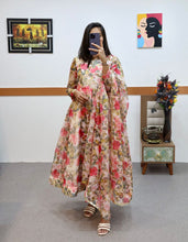 Load image into Gallery viewer, Floral Printed Organza Anarkali Gown ClothsVilla