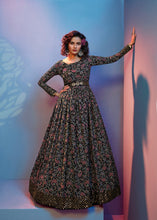 Load image into Gallery viewer, Full Sleeves Black Floral Gown With Fancy Sequins Work Belt ClothsVilla