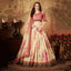 Delightful Off-White Floral Print Organza Silk Wedding Lehenga Choli With Peach Blouse ClothsVilla